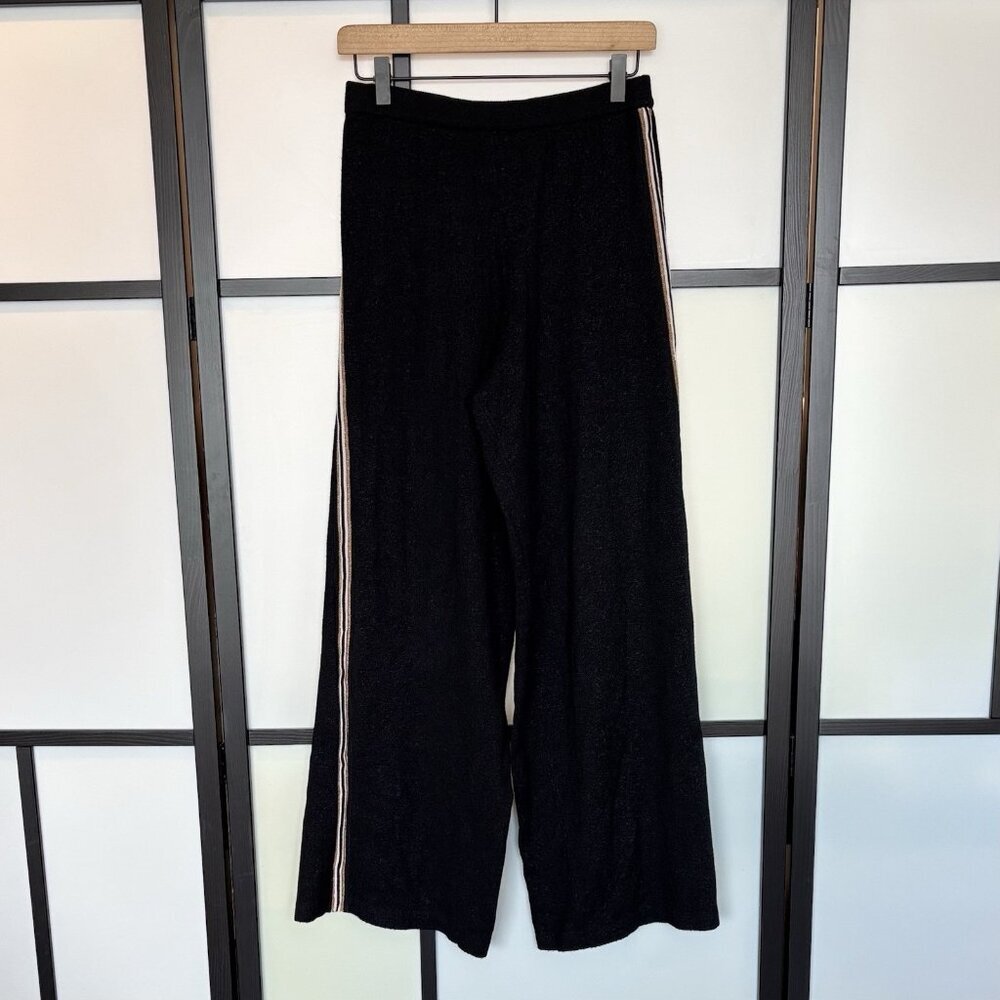 House of Harlow 1960 Track‎ Pants Women Size S Black Side Stripe Wide Leg Sporty